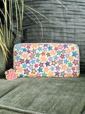 Vintage NWT Y2K Dooney & Bourke starry multicolor rainbow zipper wallet